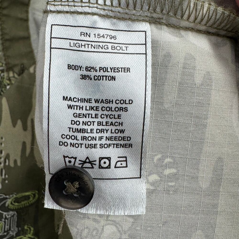 Off the Grid Baja Mexico Print Vented Button Down Shirt Mens Large Green Beige - Picture 9 of 11